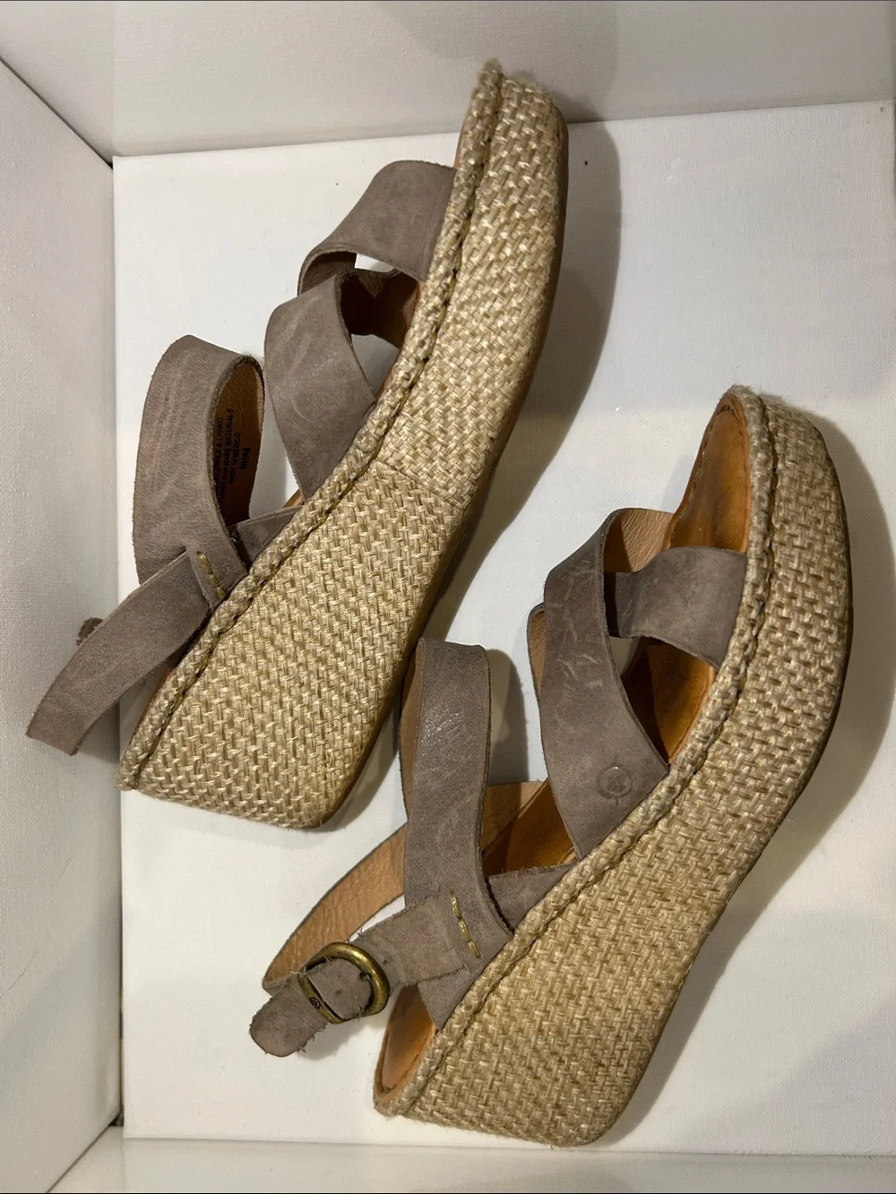 Born Taupe Cross-Over‎ Espadrille Sandals